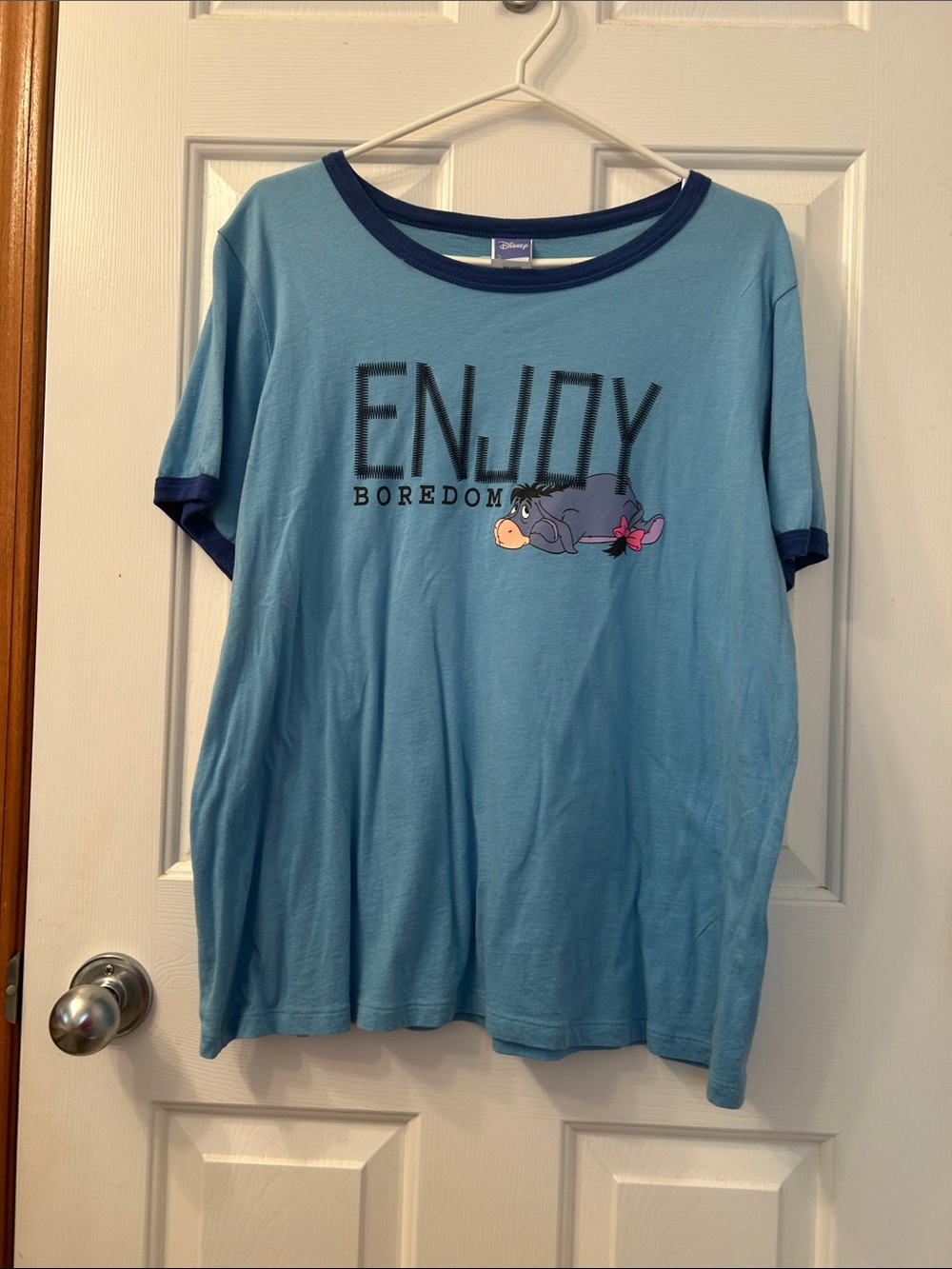 Disney Light Blue Eeyore 'Enjoy Boredom' Tee with Navy Trim